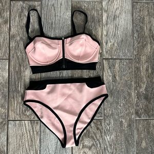 Forever 21+ Color blocking nude pink bathing suit high waisted size 0X